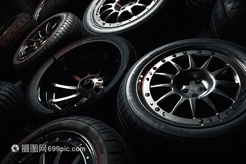 堆放著的汽車輪胎